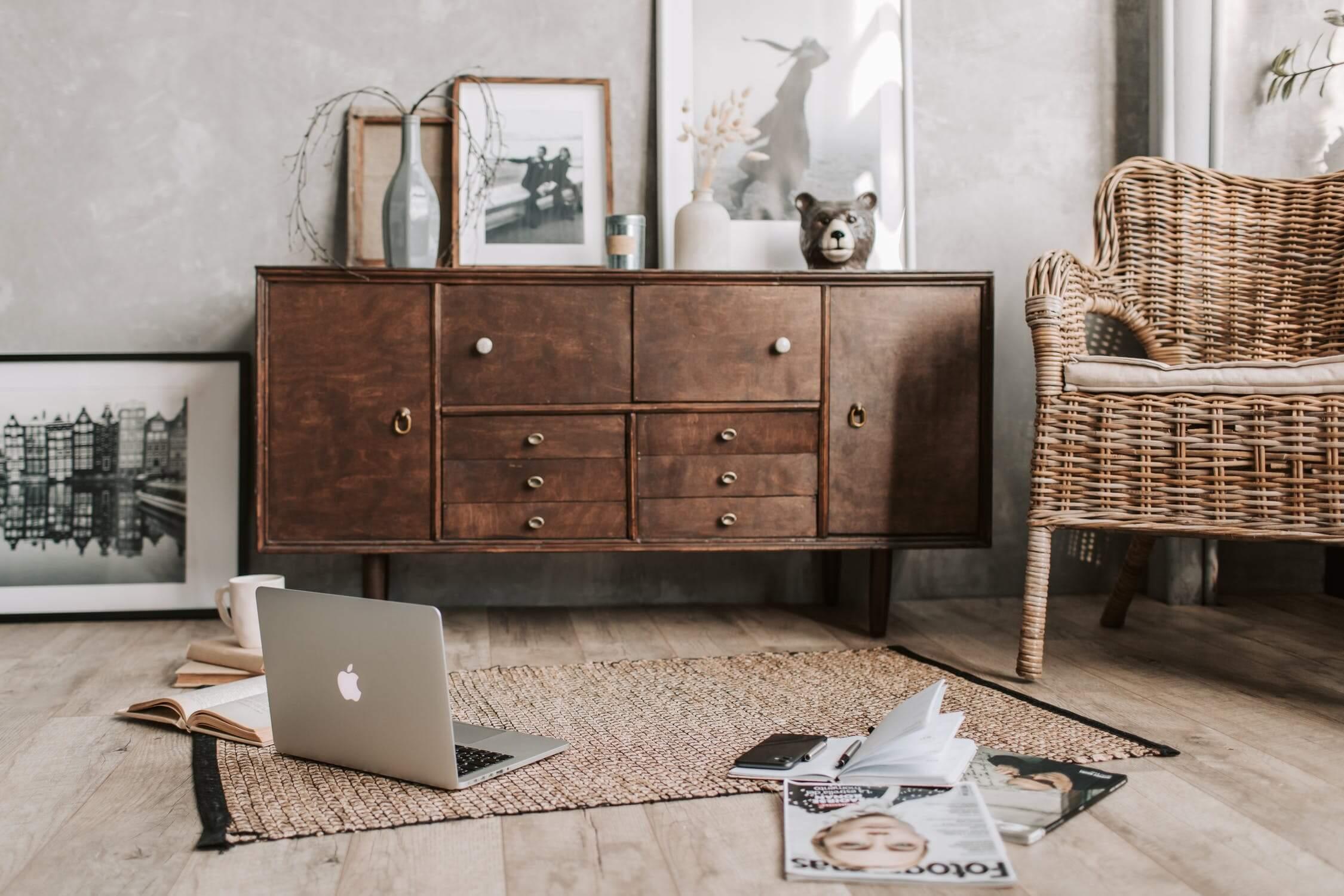 Wooden And Black Metal Multi Utility Wall Shelf For Home And Storage