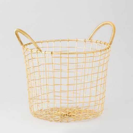 Buy Basket - Brass Plated Iron Wired Golden Basket with Handles For Kitchen & Storage by Indecrafts on IKIRU online store