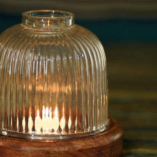 Buy Candle Stand - Stupa Wooden Candle Holder Stand With Glass Lid For Table & Home Decor by Courtyard on IKIRU online store