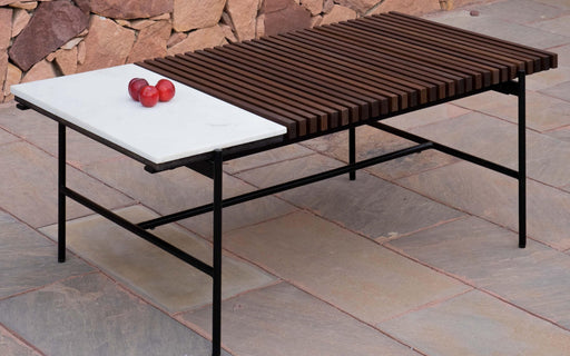 Buy Center Table - Covent Garden Outdoor Coffee Table | Wooden & Marble Finish Teapoy For Home by Orange Tree on IKIRU online store