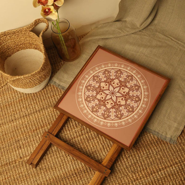 Buy Center Table - Wooden Square Folding Coffee Table | Mandala Design Side Table by bambaiSe on IKIRU online store