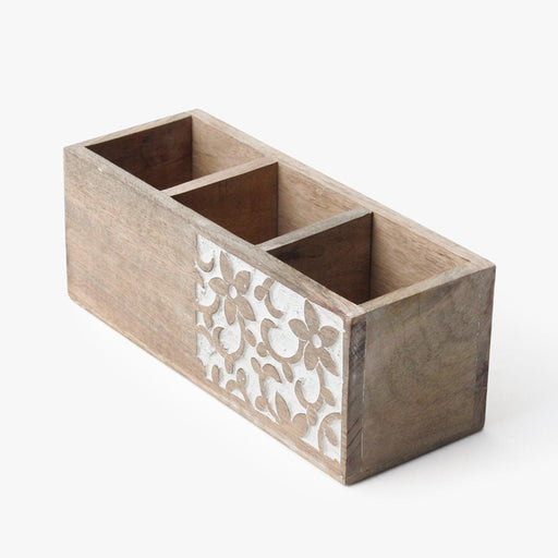 Buy Cutlery stand - Floral Print Wooden Cutlery Holder Stand | Storage Unit With Handles For Kitchen by Casa decor on IKIRU online store