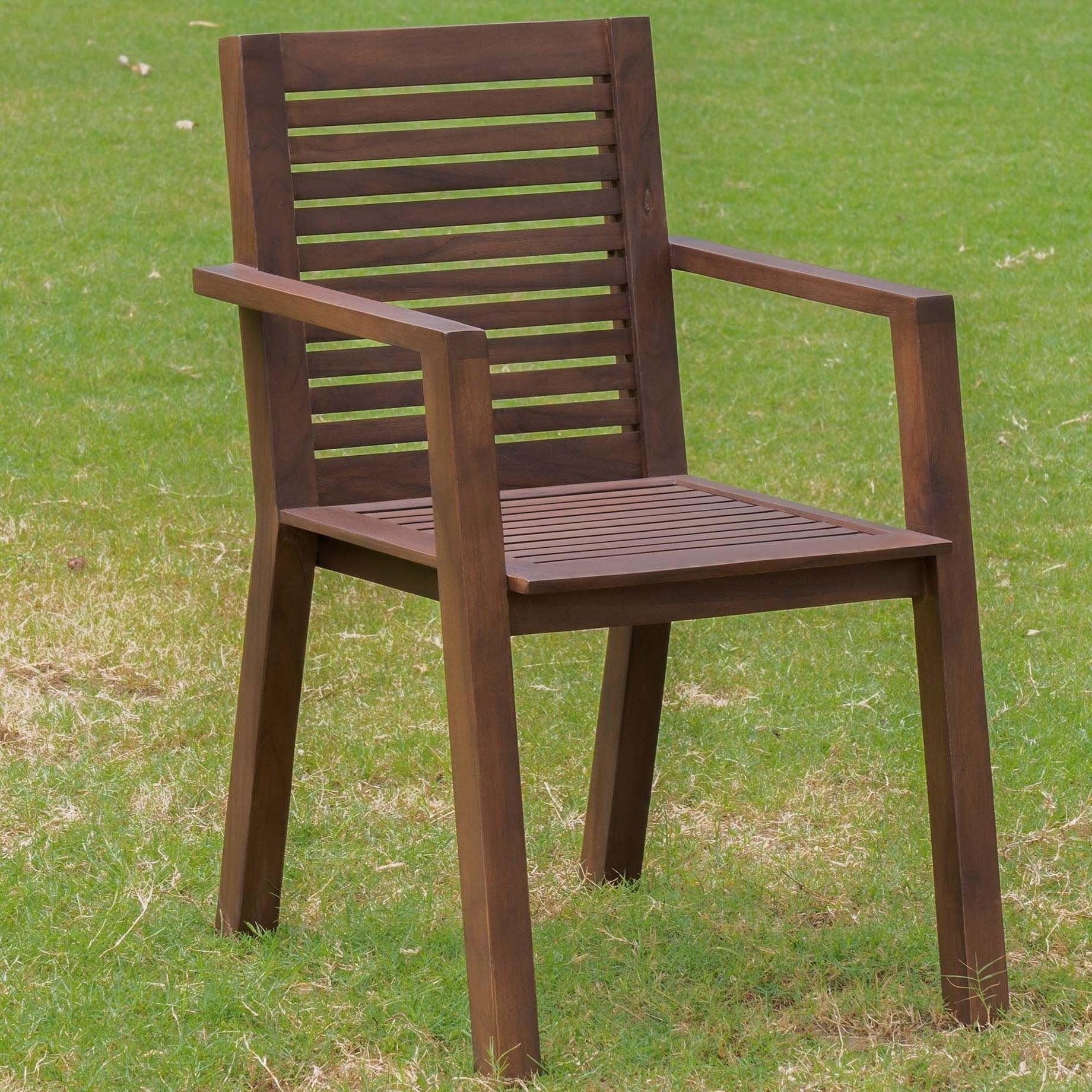 Alfresco Minimal Wooden Outdoor Arm Chair For Home Balcony