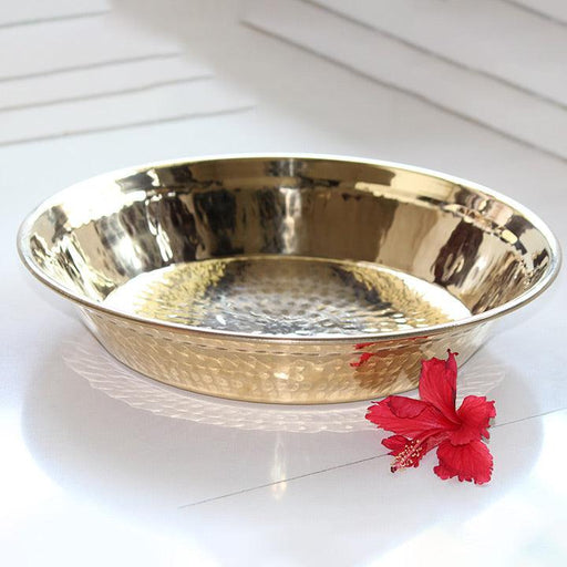 Buy Kitchen Utilities - Golden Brass aesthetic Round Paraat | Thaal For Serveware & Kitchen Utilities by Indian Bartan on IKIRU online store
