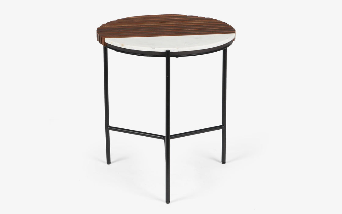 Buy Side Table - Covent Round Marble & Wooden Side Table For Living Room & Outdoor | Tea & Coffee Table by Orange Tree on IKIRU online store