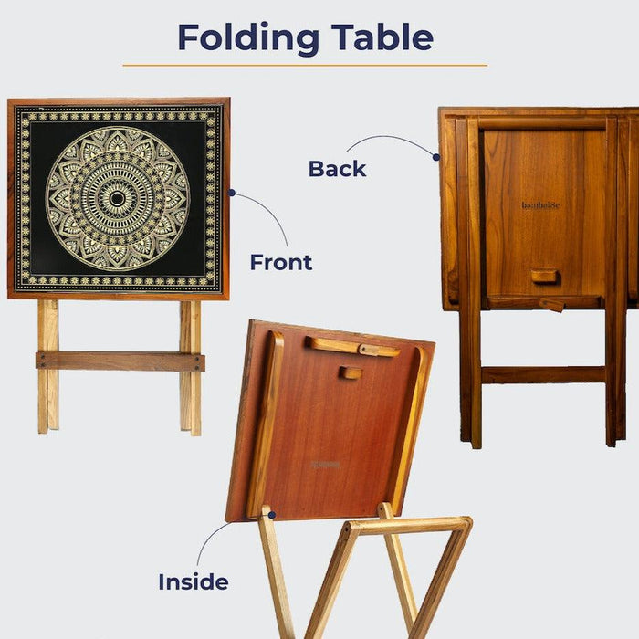 Buy Side Table - Modern Gold Square Folding Table For Home & Balcony by bambaiSe on IKIRU online store