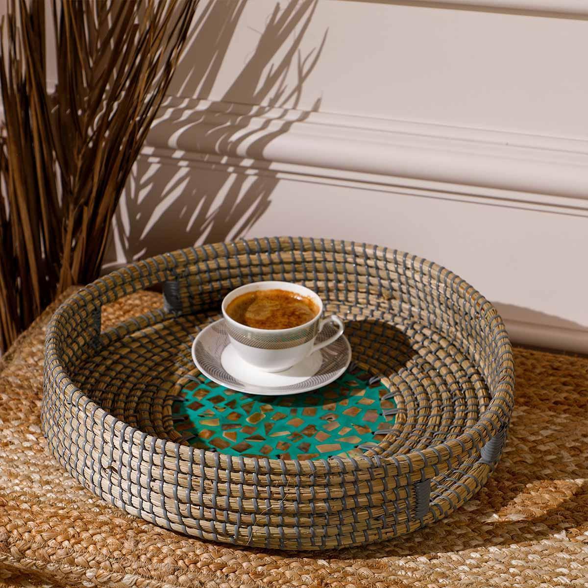 Ripal Elegant Multipurpose Storage Basket Round Serving Tray For Coffee  Table Home