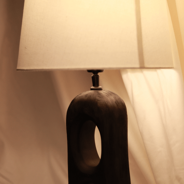 Buy Table lamp - Aries Textured Wooden Lamp by Muun Home on IKIRU online store