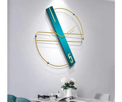 Buy Wall Clock - Blue And Golden Abstract Metal Wall Clock by Handicrafts Town on IKIRU online store