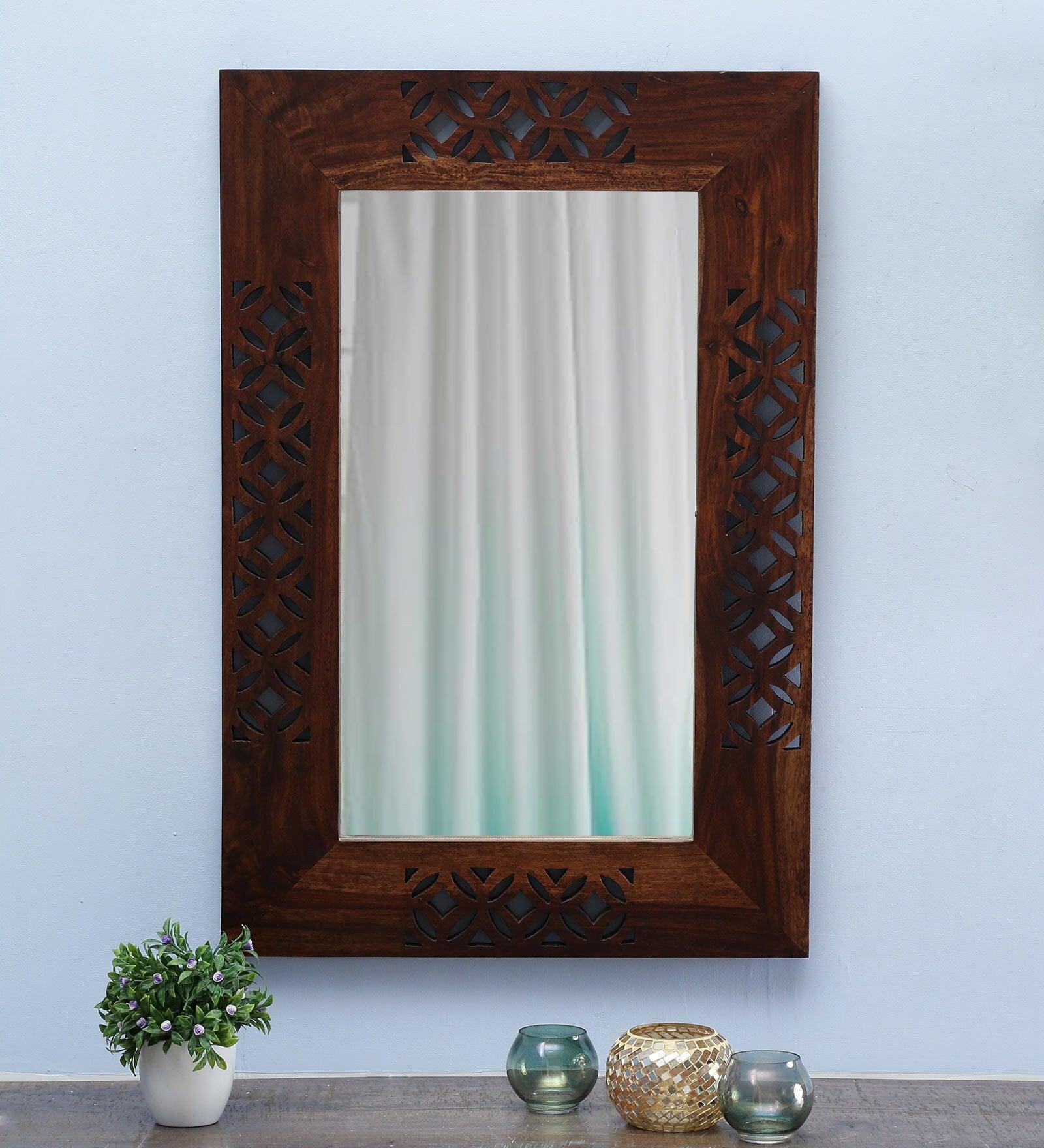 Wall Decor Wooden Mirror Online Sheesham Wood Rectangle Wall