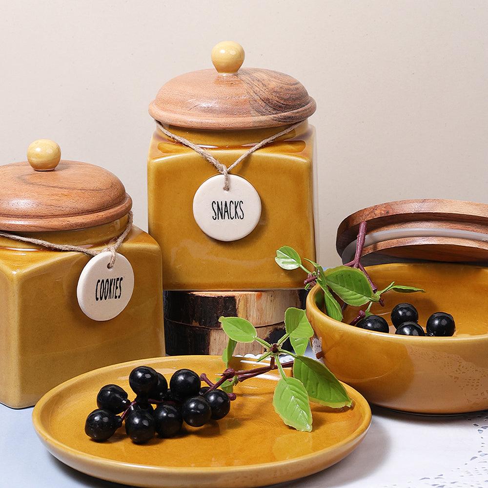 Glossy Caramel Ceramic Storage Jars Airtight Kitchen Jars for Snacks