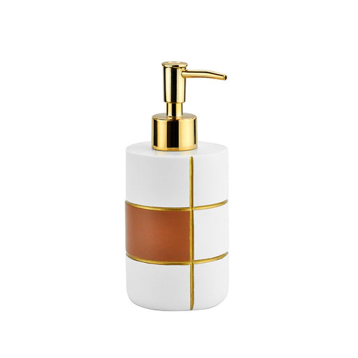 Buy Bathroom Accessories - Minimal Liquid Soap Dispenser For Bathroom White & Brown Finish by Shresmo on IKIRU online store