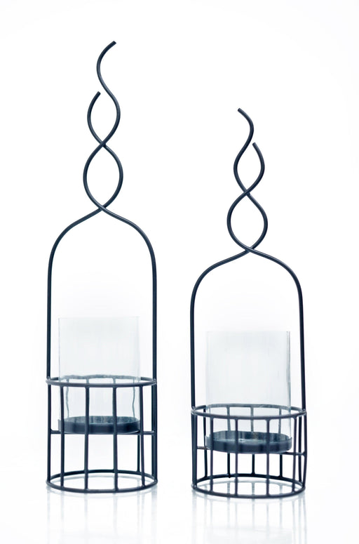 Buy Candle Stand - Basket Candle Holder Stand With Glass Cover Set of 2 by House of Sajja on IKIRU online store