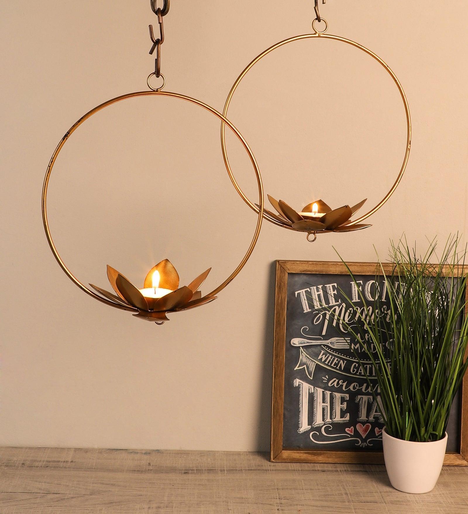 Buy Decorative Round Brass Candle Holder  Golden Tea Light Stand For Puja  & Home Online - Ikiru