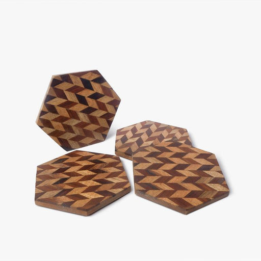 Buy Coaster - Hexagon Tea And Coffee Wooden Coasters For Tableware And Home by Casa decor on IKIRU online store