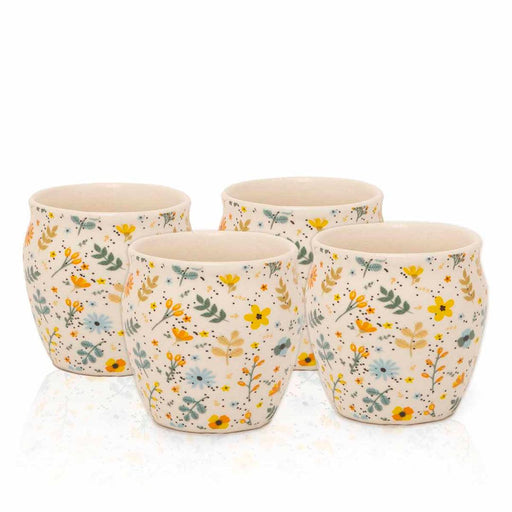 Buy Cups & Mugs - Floral Multicolored Kulhad Set Of 4 | Ceramic Cup & Mug Set For Kitchenware And Gift by Home4U on IKIRU online store