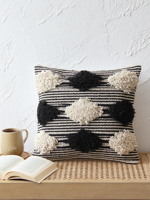 Buy Cushion cover - Black and White Chaukadi Cotton Cushion Cover | Square Throw Pillows For Living Room by House this on IKIRU online store