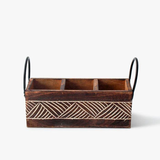 Buy Cutlery stand - Wooden Home Cutlery Organizer With Three Compartments For Home by Casa decor on IKIRU online store