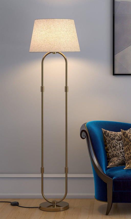 Buy Floor Lamp - Modern Standing Floor Lamp With Off White Lampshade Gold by KP Lamps Store on IKIRU online store