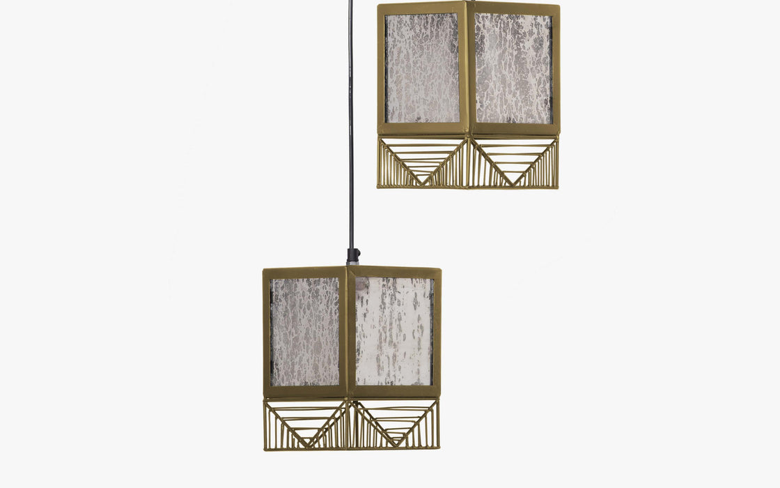 Buy Hanging Lights - Sheesh Luxurious Hanging Lamp Cluster Of 3 | Square Ceiling Light For Home Decor by Orange Tree on IKIRU online store