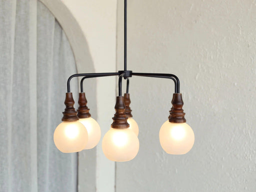 Buy Hanging Lights - Vintage Glass & Walnut Finish Wood Hanging Lamp Light For Home Or Party Decor by Orange Tree on IKIRU online store