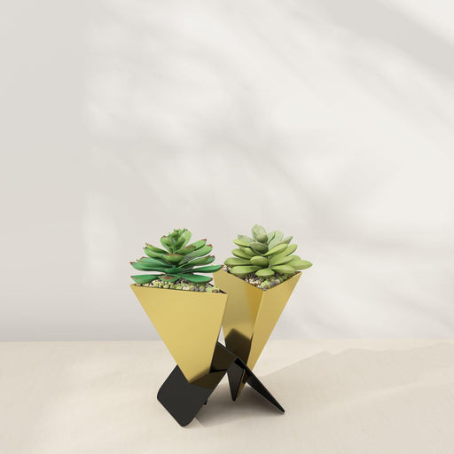 Buy Indoor Planters - Lovins Unique Black & Golden Finish Planter For Table Decor & Home by Restory on IKIRU online store