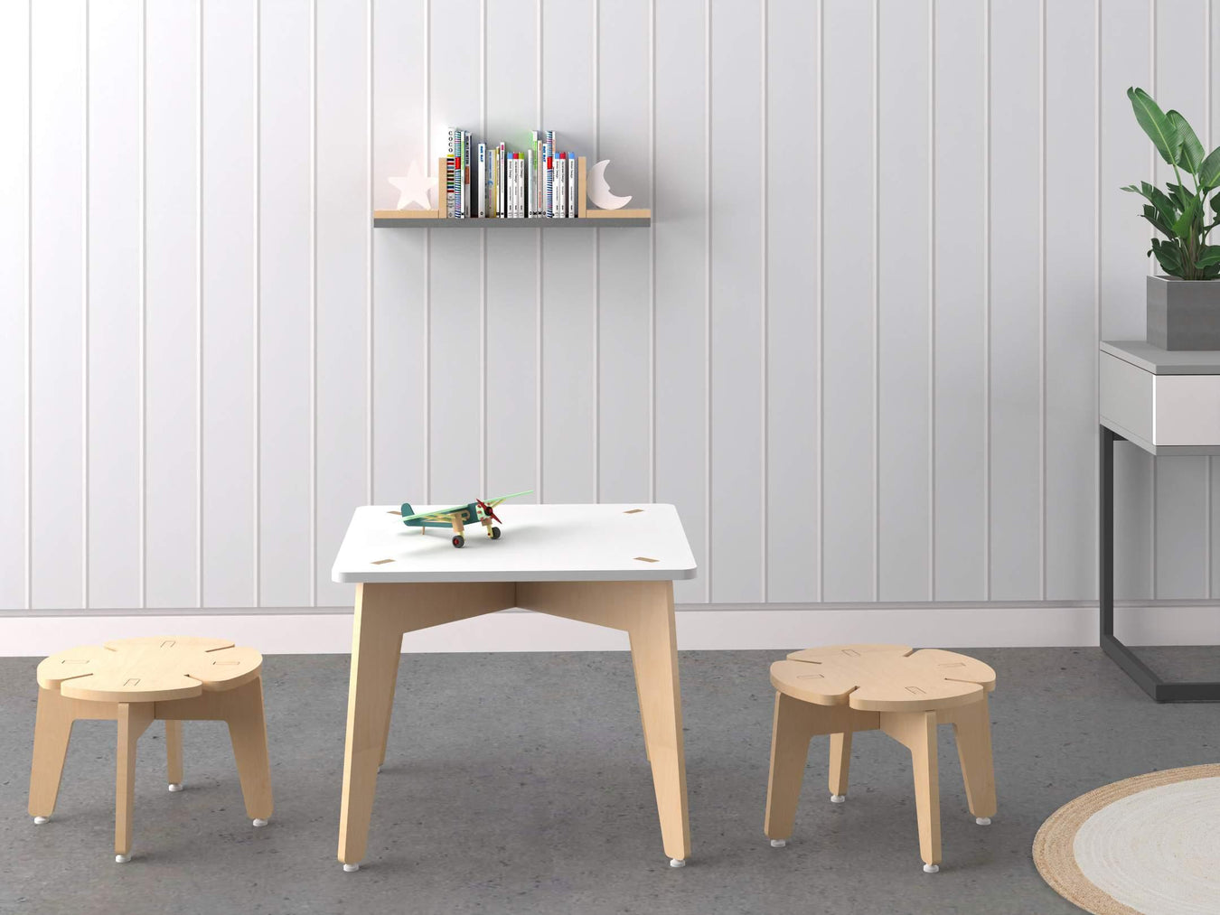 Buy Kids Table - Wooden Table Chair & Bookend Package For Kids by X&Y on IKIRU online store