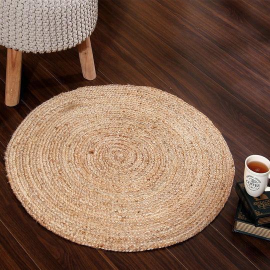 Natural Braided Jute Round Rug | Floor Mat For Living Room and
