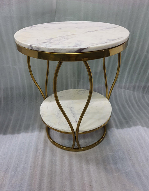 Buy Side Table - Steel And Marble 2 Tier Side Table | End Table For Living Room & Bedroom by Zona International on IKIRU online store