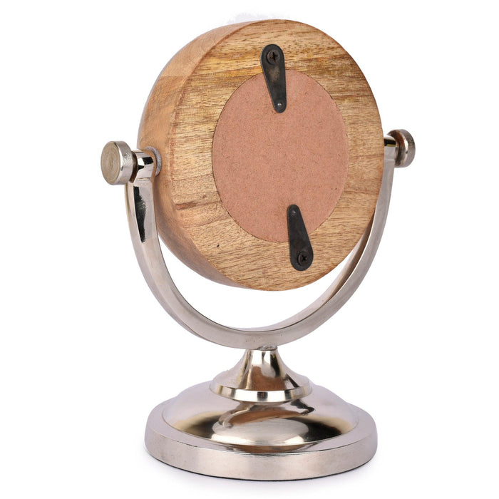 Buy Table Clock - Aluminium & Wooden Round Vintage Table Clock For Tableware & Home Decor by Manor House on IKIRU online store