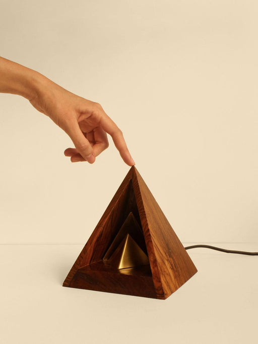 Buy Table lamp - 3D Pyramid Wooden Table Lamp For Living Room, Bedroom, Office and Home Decor by Studio Indigene on IKIRU online store