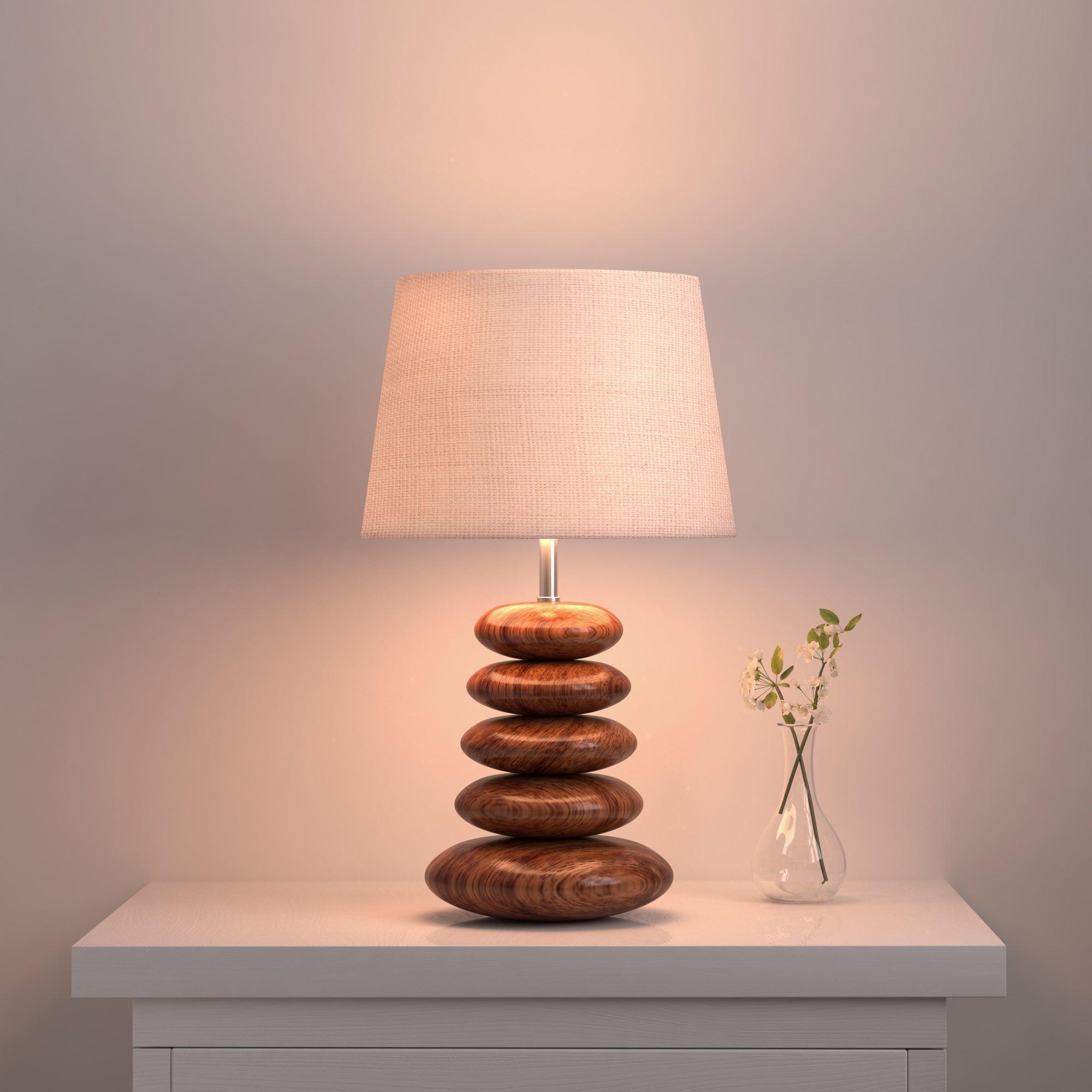 Wooden Pebble Table Lamp- – IKIRU - Main Image