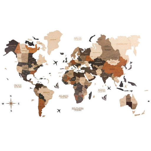 Buy Wall Art - 3d Wooden Wall Art Decor World Map Decal Multicolor by Wooden Art Studio on IKIRU online store