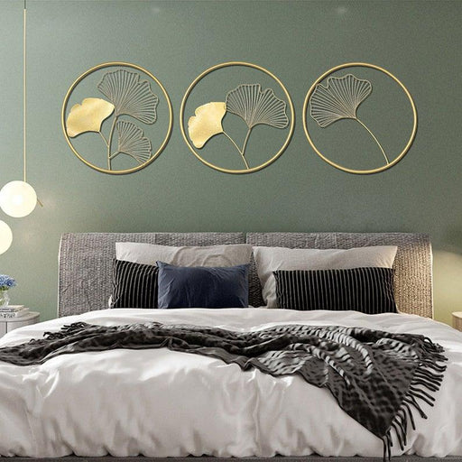 Buy Wall Art - Golden Metal Wall Art For Living Room Bedroom | Set of 3 Round Frames by Handicrafts Town on IKIRU online store