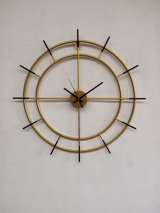 Buy Wall Clock - Black And Golden Metal Wheel Shaped Wall Clock For Home & Living Room by Zona International on IKIRU online store