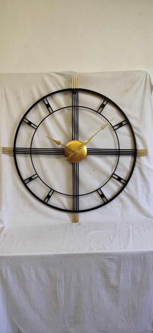 Buy Wall Clock - Golden And Black Metal Circular Wall Clock For Living Space by Zona International on IKIRU online store