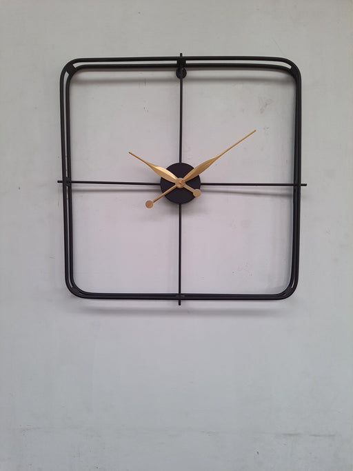 Buy Wall Clock - Golden And Black Metal Elegant Square Wall Clock For Living Room And Home by Zona International on IKIRU online store
