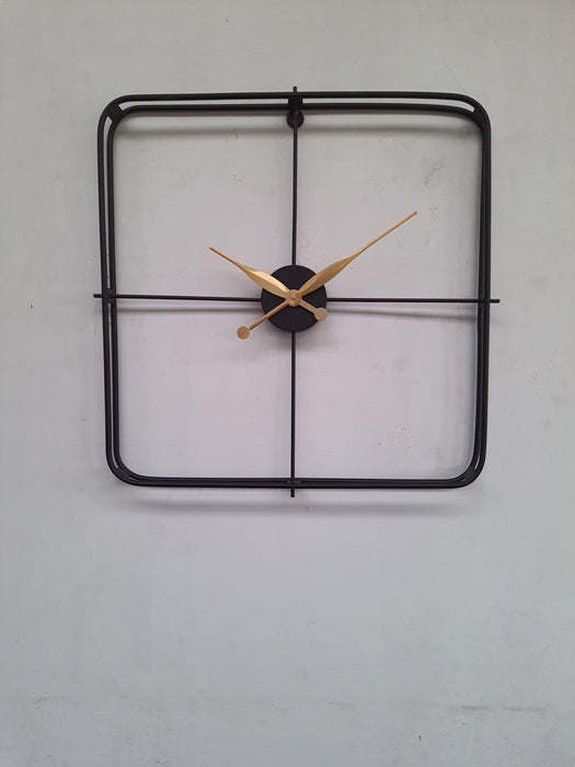 Buy Wall Clock - Golden And Black Metal Elegant Square Wall Clock For Living Room And Home by Zona International on IKIRU online store