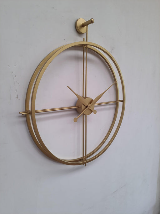 Buy Wall Clock - Metallic Ring Shaped Golden Modern Circular Wall Clock For Living Space by Zona International on IKIRU online store