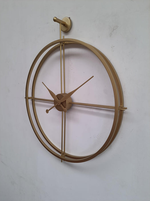 Buy Wall Clock - Metallic Ring Shaped Golden Modern Circular Wall Clock For Living Space by Zona International on IKIRU online store
