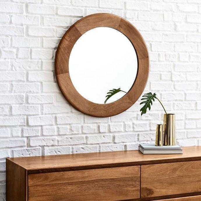 Round Wall Mirror For Living Room Wooden Frame Mirror For Home