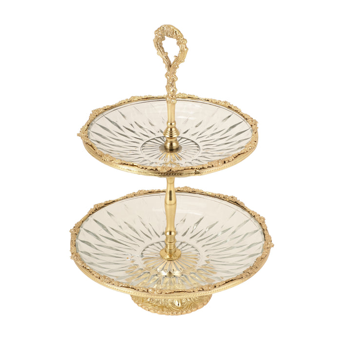 Spearhead Crystal Double Cake Stand