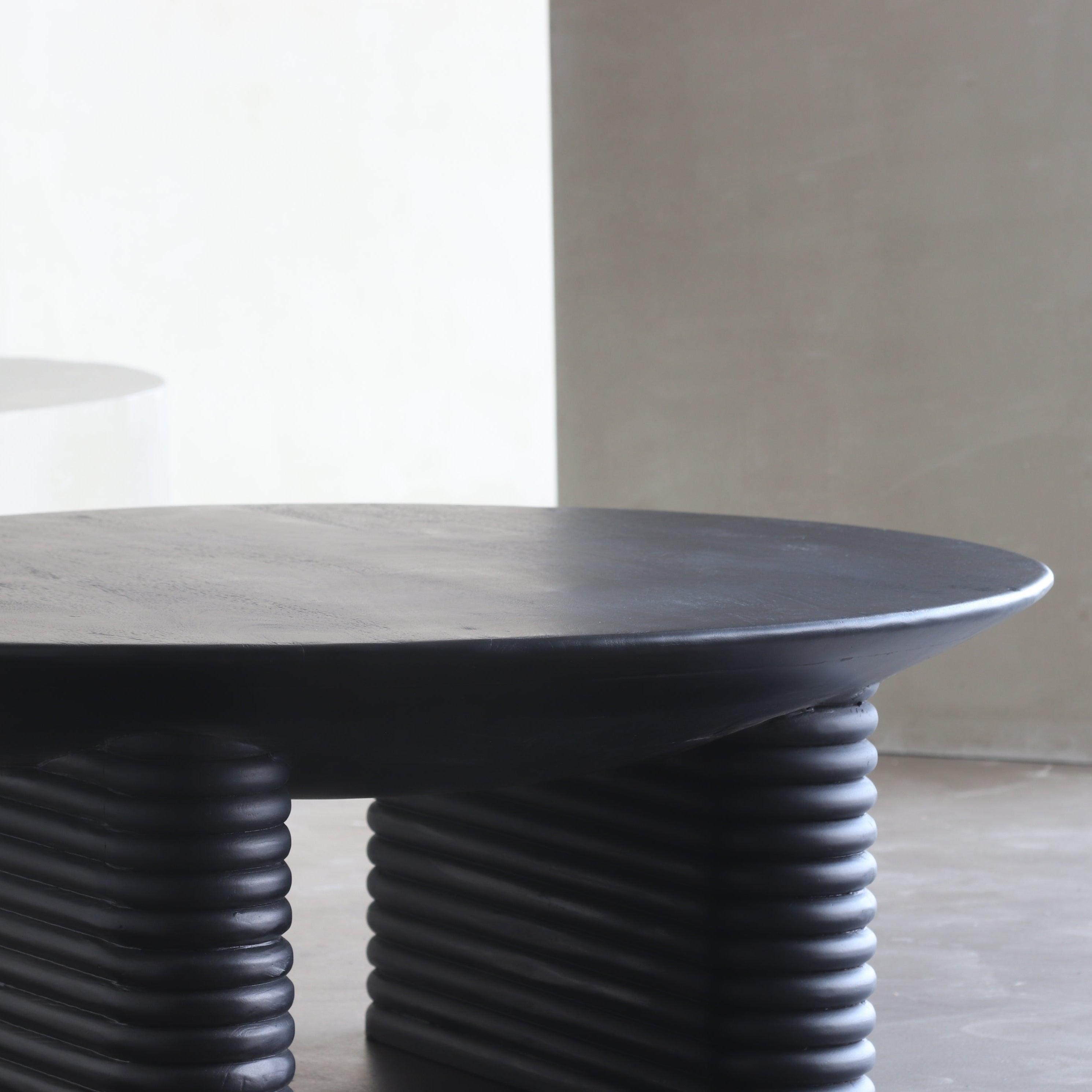 Ribbed Designer Coffee Table | Wooden Center Table for Living Room | Mango Wood Tea Table