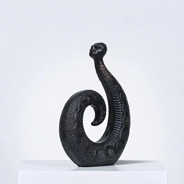 Drift Curve - Black Abstract Ceramic Sculpture