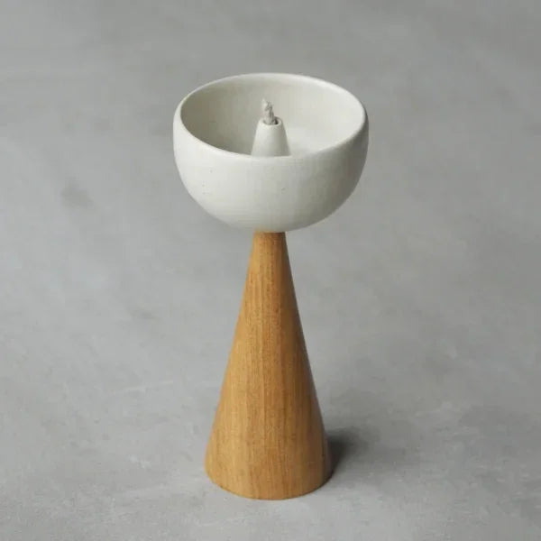 Urban Tweeter Oil Lamp | Handcrafted Decorative Stoneware & Wooden Oil Lamp for Home Decor