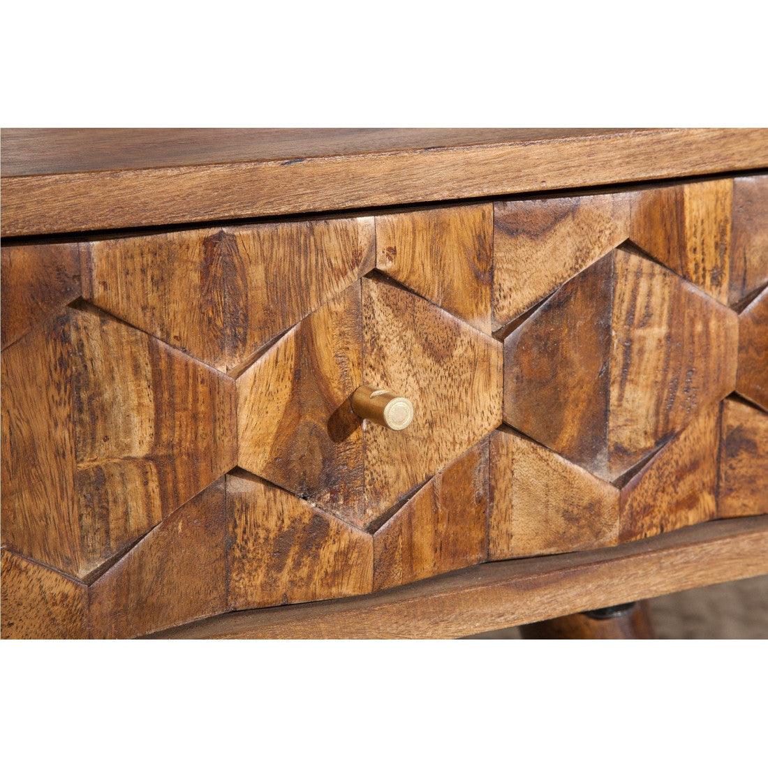 Hexagonal Brick Design Sofa Center Table | Sheesham Wood Coffee Table for Living Room