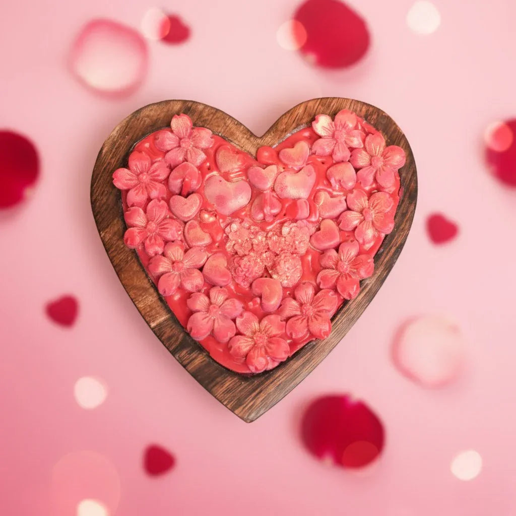 Wooden heart candle