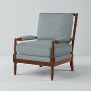 Bankford Solid Teak Wood Chair | Fabric Upholstery Arm Chair