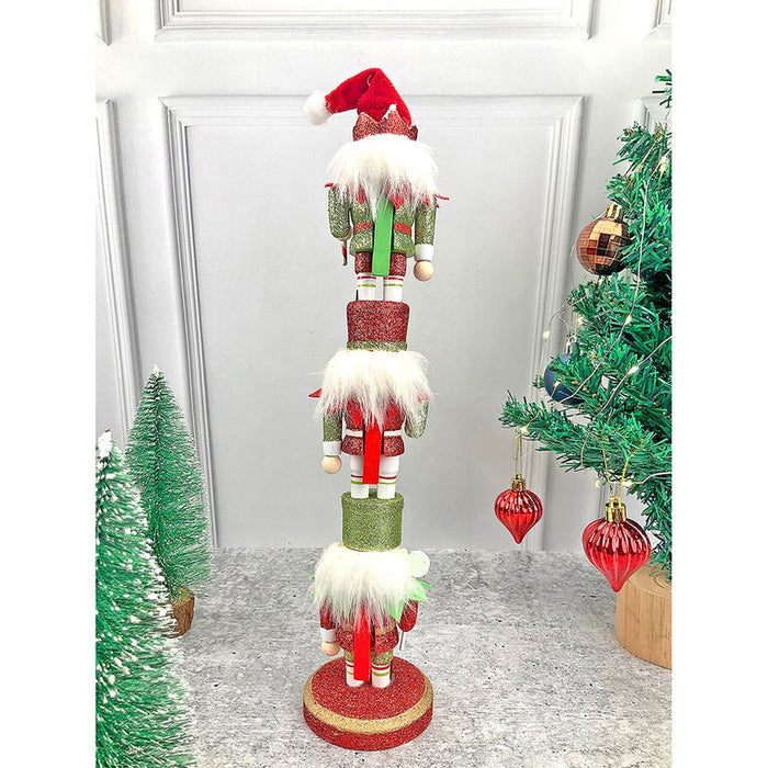 3-Tier Stacked Wooden Elves Christmas Table Decor Centerpiece