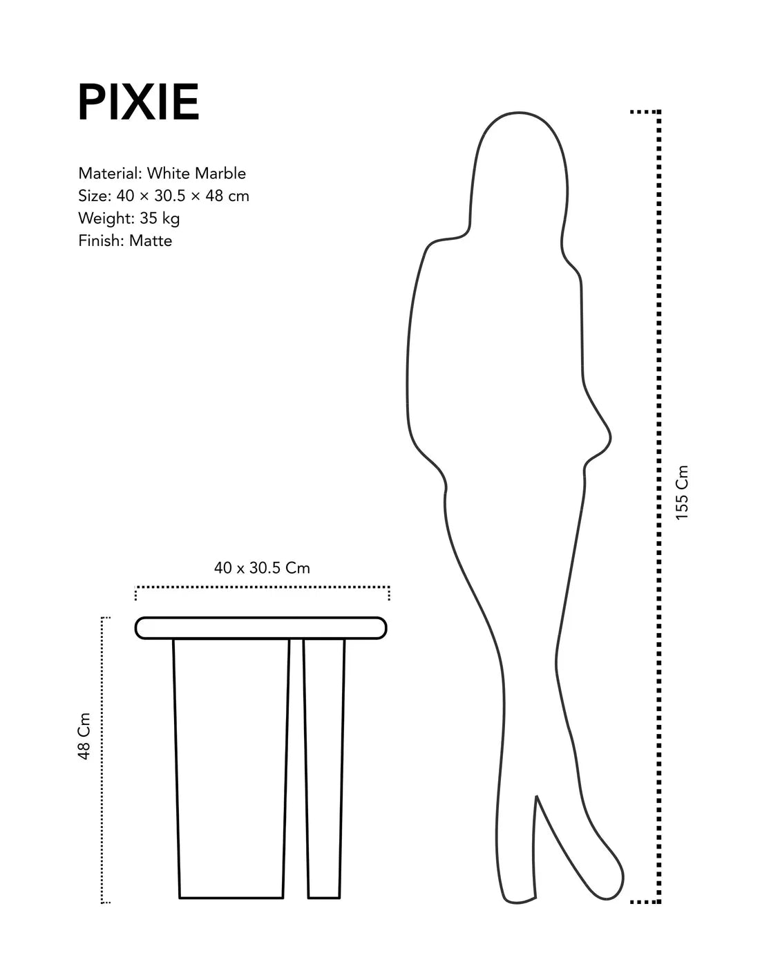 Pixie - White Marble | Side Table